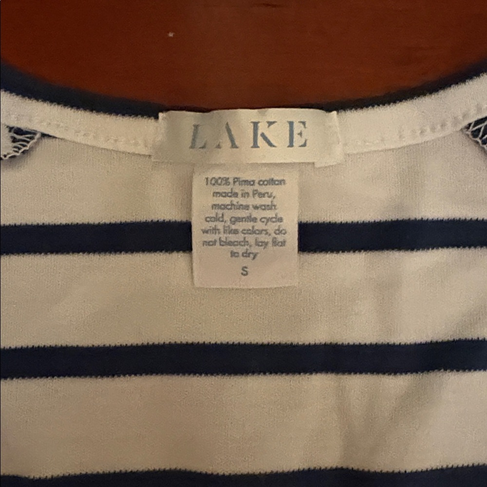 Lake Pajamas Maternity Pima Long Sleeve Pajama Top in Navy/White Stripe SZ S NEW - Picture 3 of 4